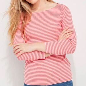 Vineyard Vines Sankaty UPF 50 Boatneck pink White stripe Blouse